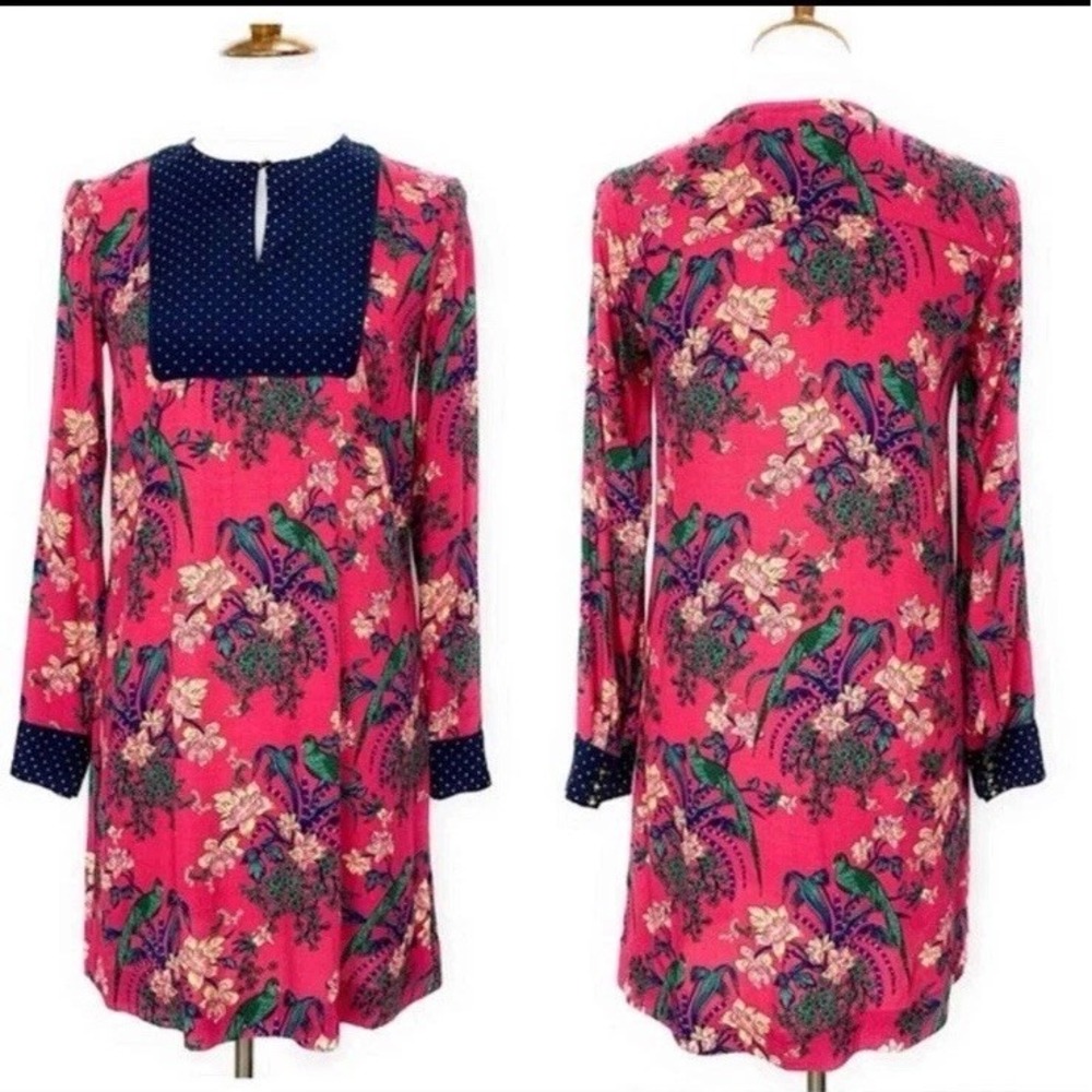 Anthropologie Pink Floral Mini Dress
